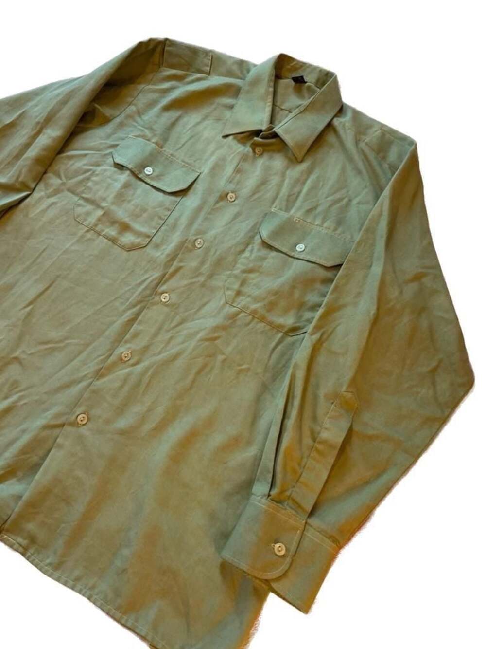 GOLF Vintage Military Style Olive Green Button Down Shirt with Epaulettes